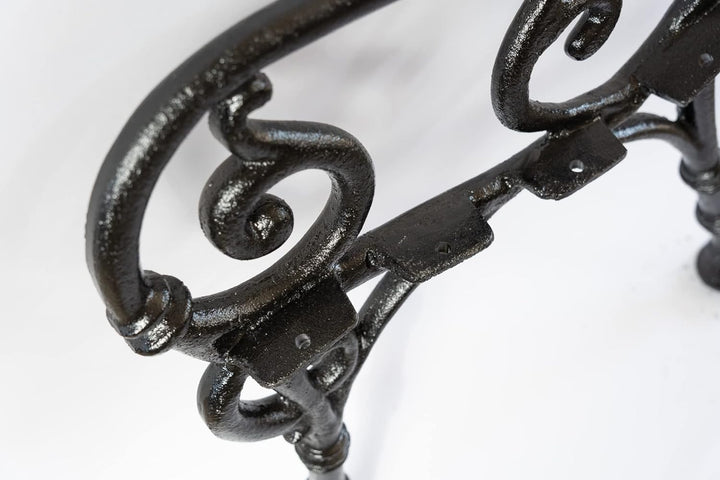 SEZAM Bankfüsse aus Gusseisen Schwarz x 2 Stück, mit Rückenlehne & Armstütze - 54,5 x 35 x 75 cm, fü