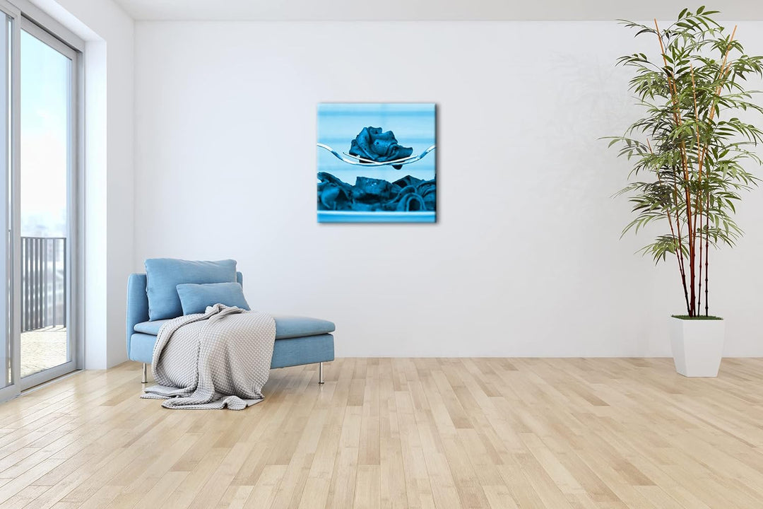 deyoli appetitlicher Teller mit Nudeln im Format: 70x70 Effekt: Zeichnung als Leinwandbild, Motiv au