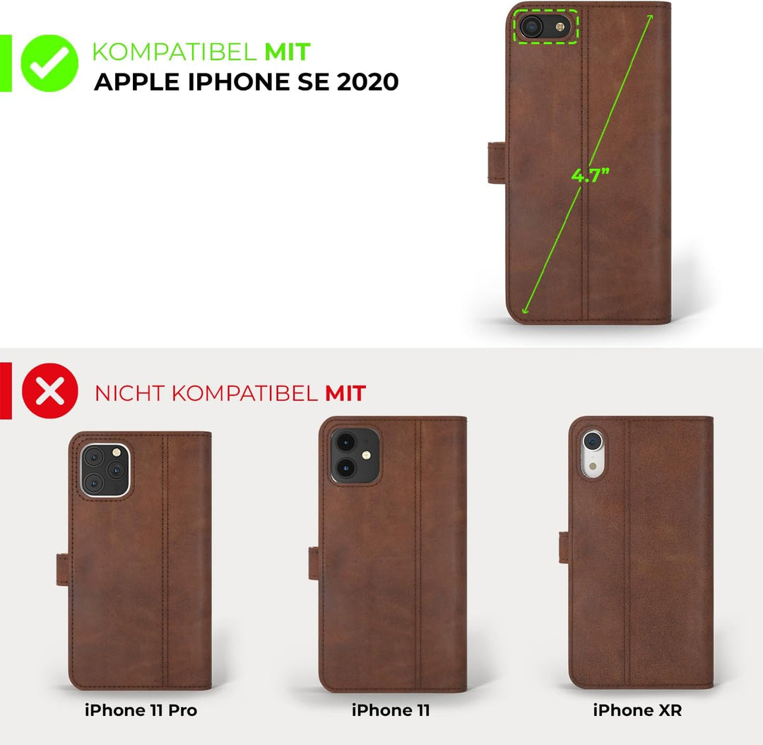 Snakehive iPhone SE 2022/2020 und iPhone 7/8 Hülle Leder | Stylische Handyhülle mit Kartenhalter & S