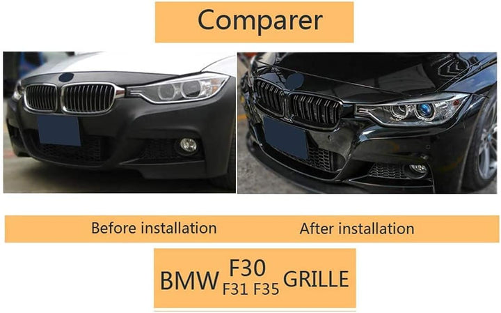 Gangying F30 F31 Nieren Schwarz Kühlergrill Streifen F30 Kühlergrill für BMW 3er f30 Nieren Schwarz