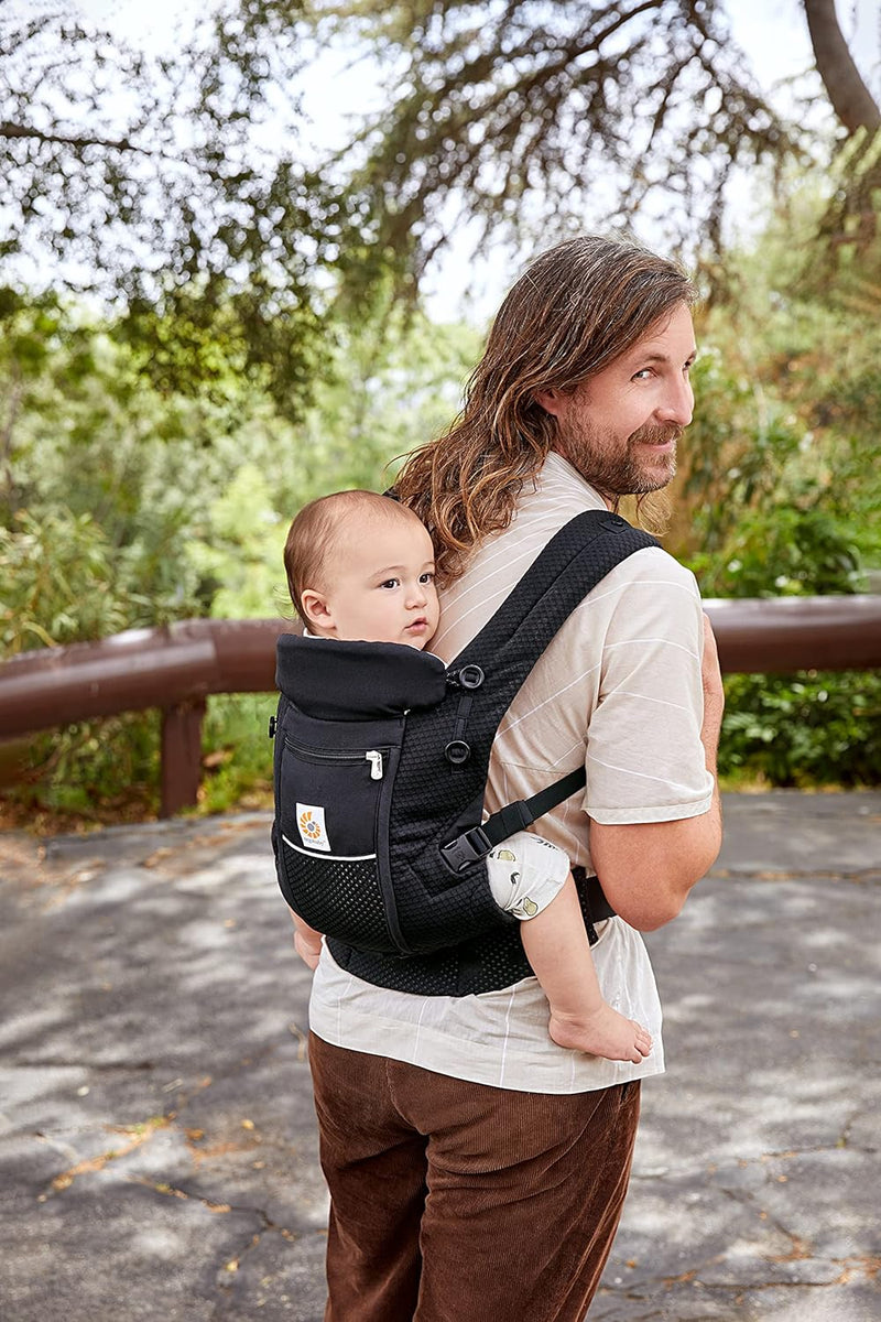 Ergobaby Adapt Babytrage für Neugeborene ab Geburt, 3-Positionen SoftFlex Mesh Ergonomische Babybauc