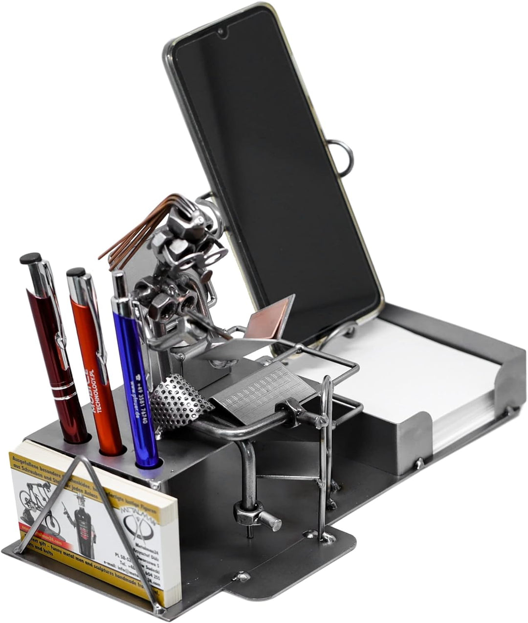 metalman24 Schraubenmännchen BÜRO PC Frau Schreibtisch Organizer HANDYHALTER handgefertigte ausgefal