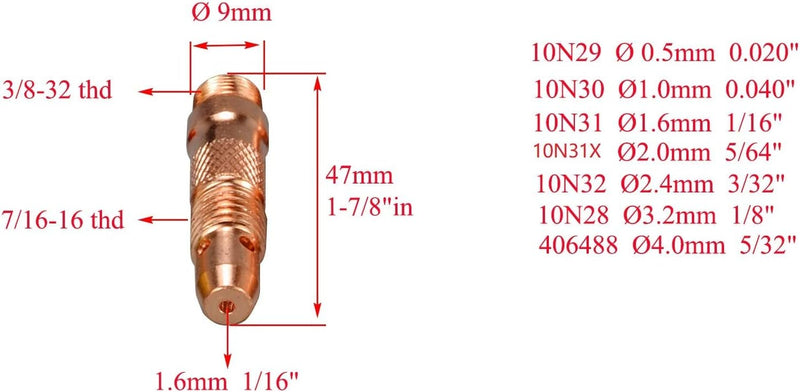 RIVERWELD WIG Gas Objektiv Verbrauchsmaterial Passen WP DB SR 17 18 26 WIG Schweissbrenner 51 Stück