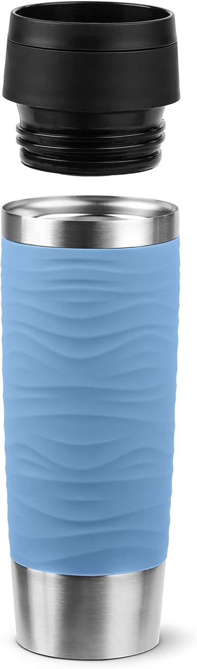 Emsa N20226 Travel Mug Wave Isolierbecher 0,5 Liter | neuer Komfort-Schraubverschluss | Edelstahl |