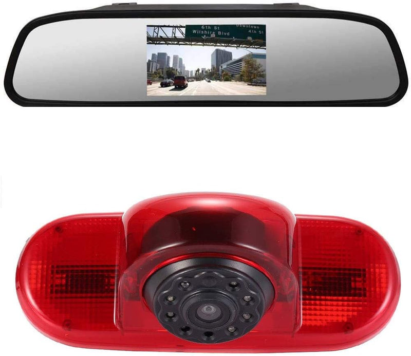 Winkel einstellen Bremsleuchte Kamera Bremslicht Rückfahrkamera mit 4.3" LCD Spiegelmonitor Ersatz f