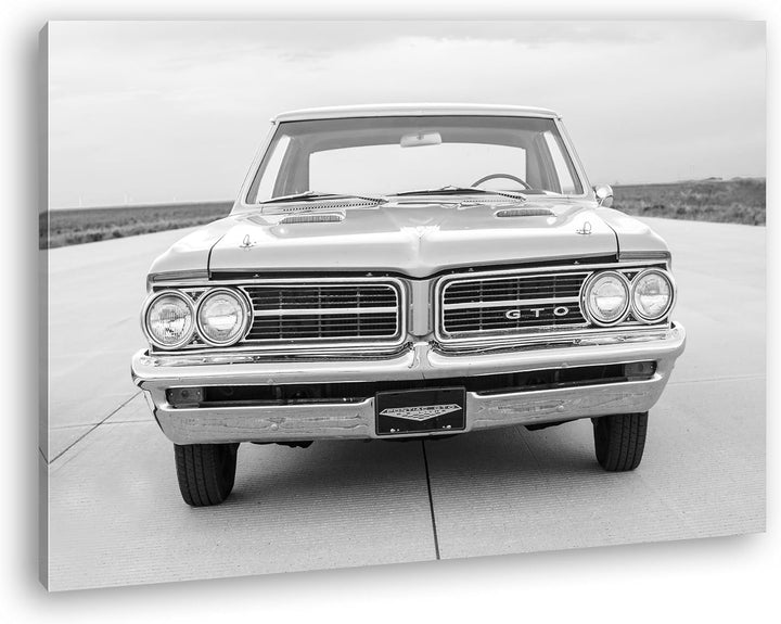deyoli Muscle Car auf einer Landebahn Effekt: Schwarz/Weiss Format: 80x60 als Leinwand, Motiv fertig