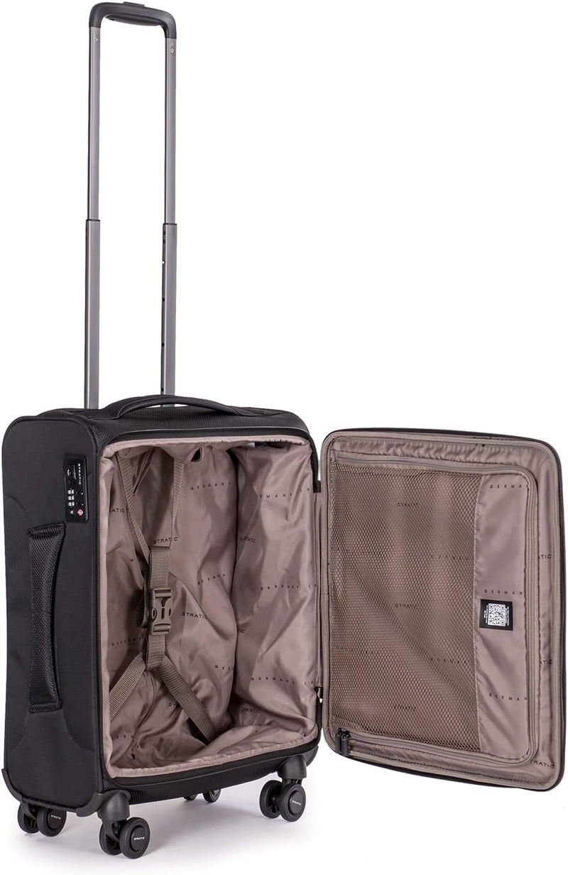 Stratic Mix Koffer Weichschale Reisekoffer Trolley Rollkoffer Handgepäck, TSA Kofferschloss, 4 Rolle