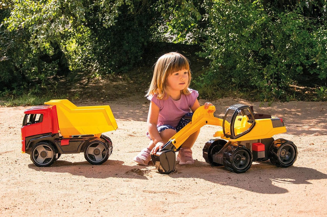 Lena 02141 Starke Riesen Bagger,Giga Trucks Sandbagger ca.80 cm gross, stabiler 360 Grad Schaufelbag