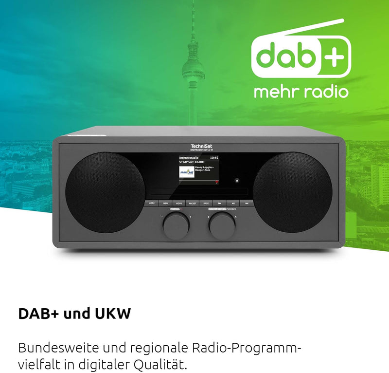 TechniSat DIGITRADIO 451 CD IR - Digital und Internetradio mit CD-Player (DAB+, UKW, Stereo, AUXin,