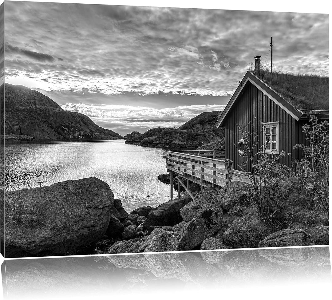 Pixxprint Sonnenaufgang am Fjord Norwegens als Leinwandbild/Grösse: 100x70 / Wandbild/Kunstdruck/fer