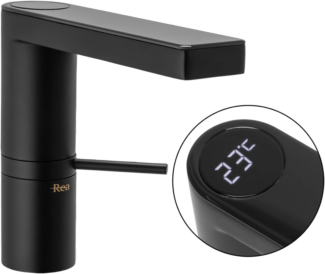 Rea Waschtischarmatur AMAR LCD BLACK LOW Wasserhahn Bad Badarmatur aus Messing Armatur für Waschbeck