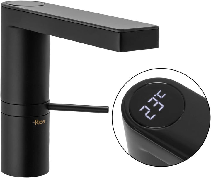 Rea Waschtischarmatur AMAR LCD BLACK LOW Wasserhahn Bad Badarmatur aus Messing Armatur für Waschbeck