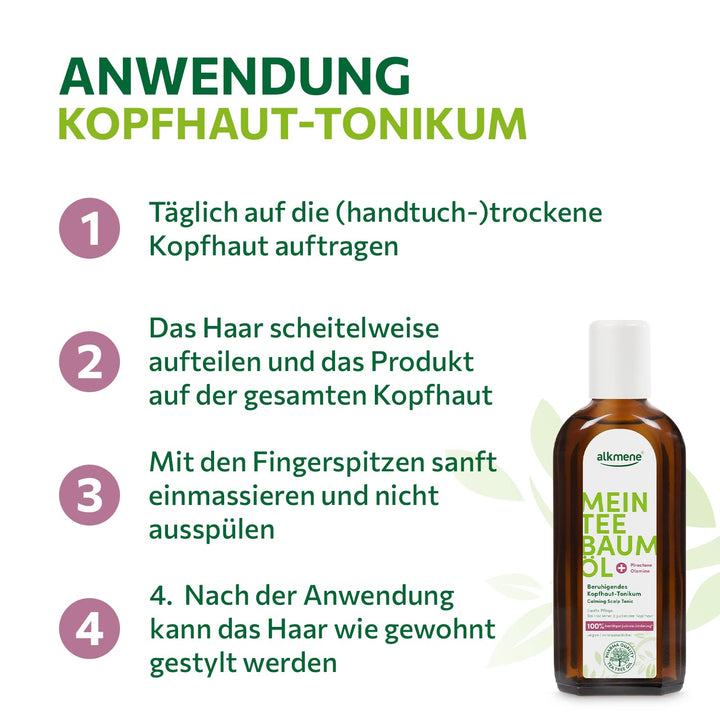 alkmene Mein Teebaumöl Kopfhaut Tonikum 6x 250 ml Juckreiz Linderung 100% bestätigt - naturreines Te