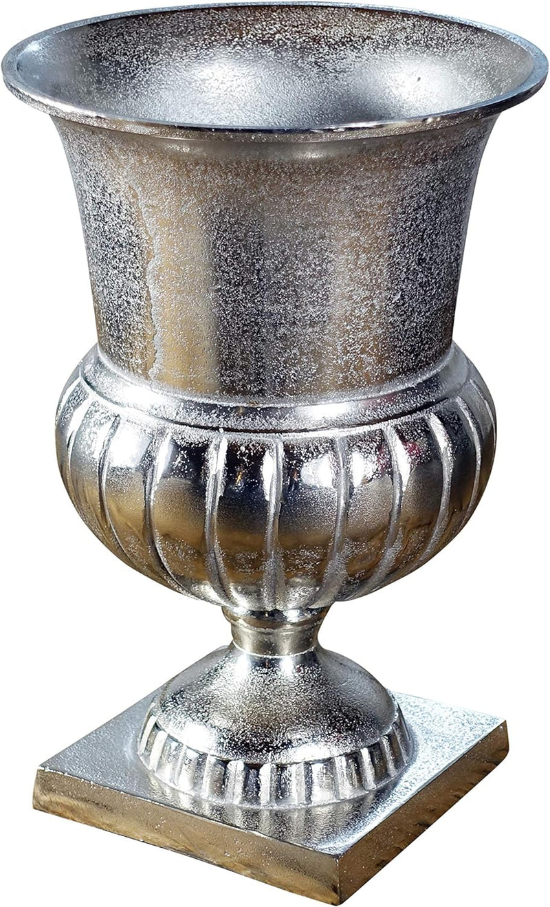 MichaelNoll Vase Blumenvase Gefäss Pokalvase Dekovase Aluminium Silber Luxus, Deko Modern aus Metall