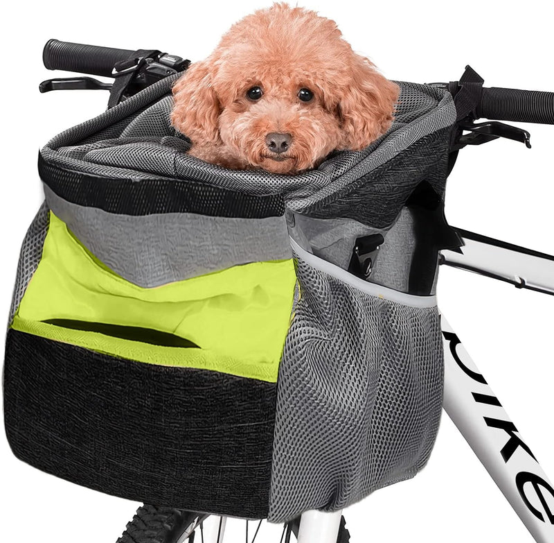 PETCUTE Haustier Fahrradtasche für Hunde Katzen,Fahrradkorb Vorne für Kleine Haustiere,Abnehmbar und