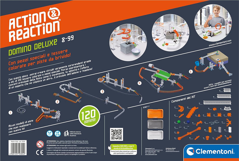 Clementoni - Action & Reaction-Domino Deluxe Konstruktionen, Kugelbahn für Kinder, Marble Run, Wisse