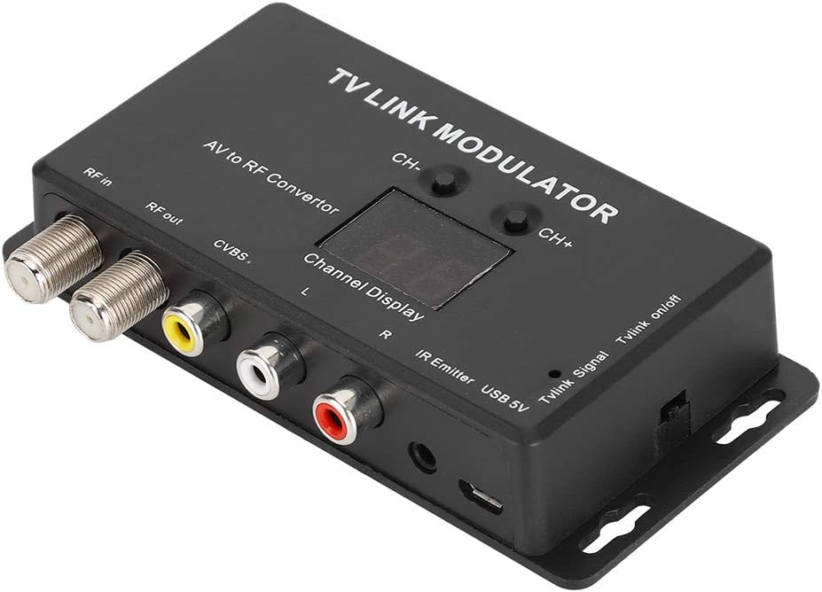 ASHATA UHF-Modulator, TM70 UHF-TV-LINK-Modulator AV-zu-HF-Wandler IR-Extender mit Kanalanzeige, unte