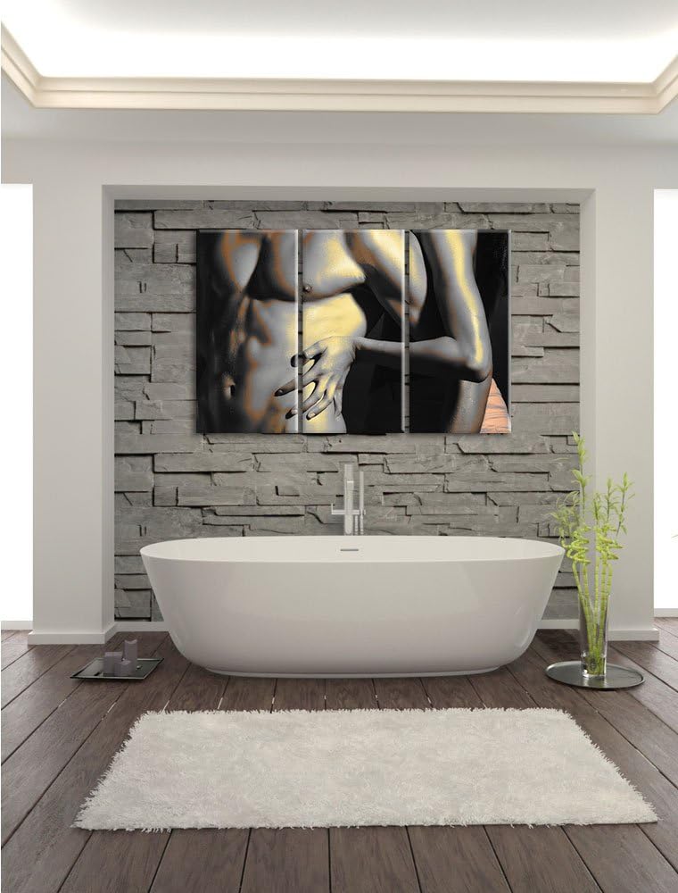 Pixxprint Nacktes Pärchen als Leinwandbild | Grösse: 3 Teilig (120x80) | Wandbild| Kunstdruck | fert