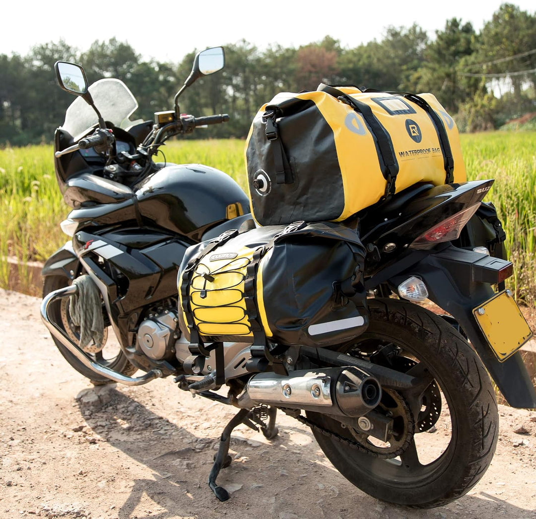 ROCKBROS Motorrad 62L Gepäckträgertaschen + 55L Gepäckrolle 100% Wasserdicht Motorradtaschen PVC Dop