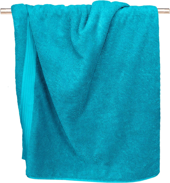 Lashuma Badehandtuch 100x150 Bestickt mit Monogramm, Handtuch Blau - Aquamarin, Serie: Linz 100 x 15