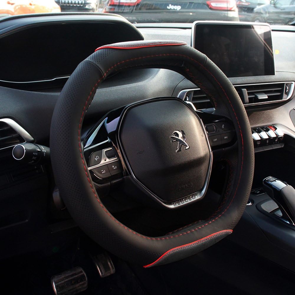 FMS PU Leder Lenkradhülle für Peugeot 4008 Lenkradabdeckung Auto Lenkradbezug, Langlebig, Atmungsakt