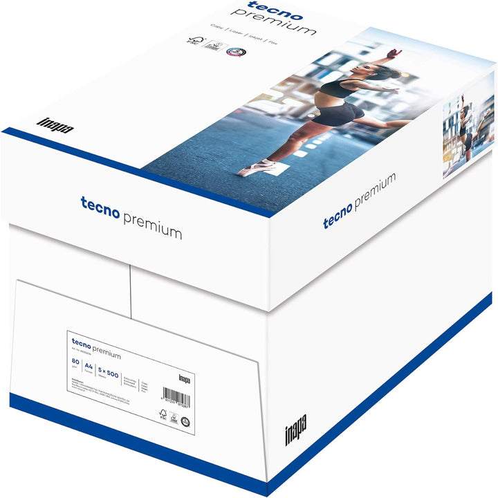 inapa Drucker-/Kopierpapier tecno Premium: 80 g/m², A4, 2.500 Blatt (5x500), hochweiss