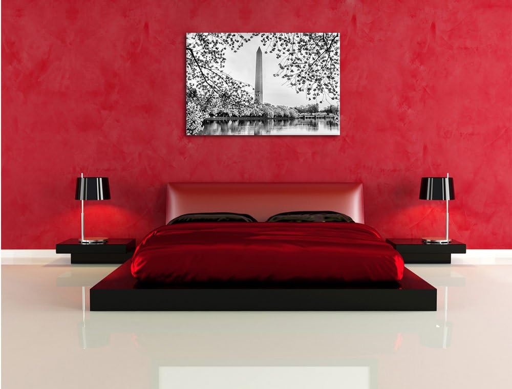 Pixxprint Monocrome, Jefferson Memorial, Format: 100x70 auf Leinwand, riesige Bilder fertig gerahmt