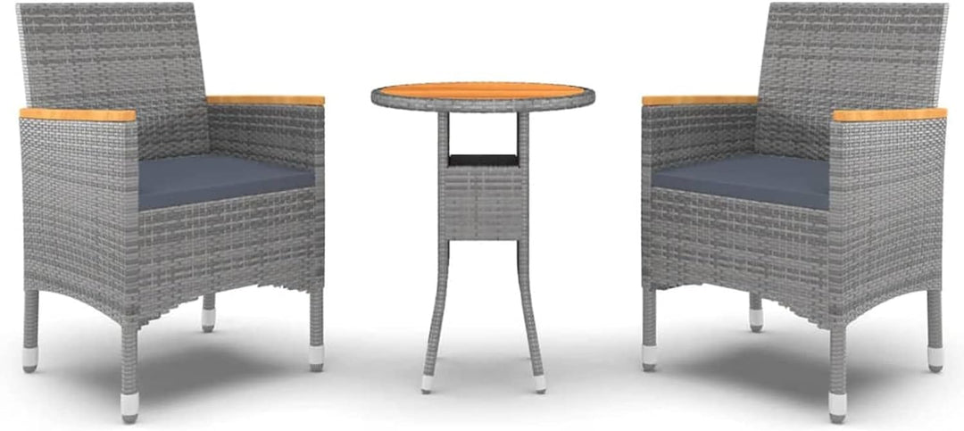 Tidyard 3-TLG. Balkonmöbel, Garten Essgruppe, Bistro Set, Tisch und 2 Stühle, Balkonset für Balkon G