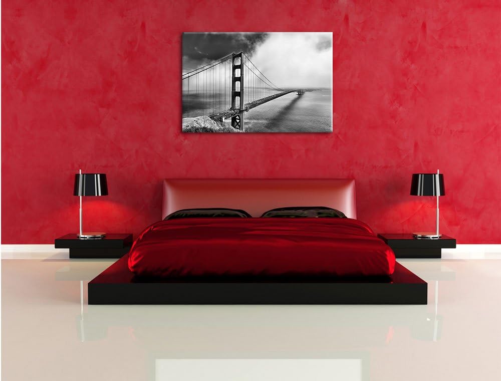 Pixxprint Golden Gate Bridge San Francisco / 100x70cm Leinwandbild bespannt auf Holzrahmen/Wandbild