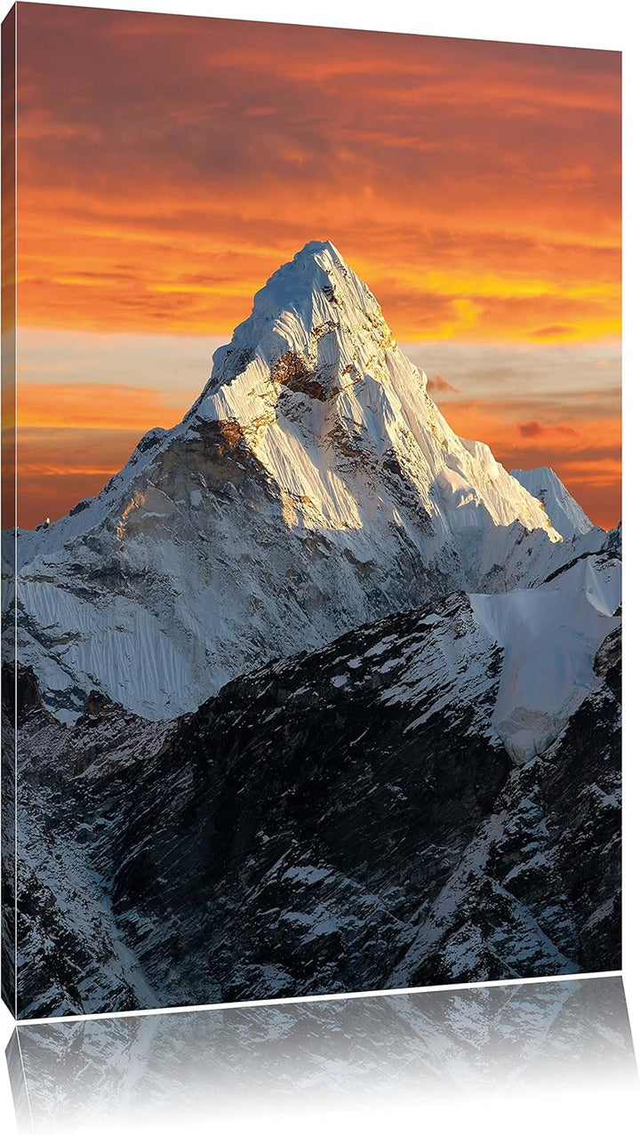Berge in der Sonne, Format: 100x70 auf Leinwand, XXL riesige Bilder fertig gerahmt mit Keilrahmen, K