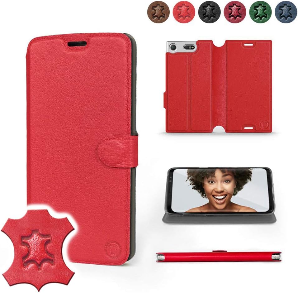 Mobiwear | Echt Lederhülle | Kompatibel mit Sony Xperia XZ1 Compact, Made in EU handyhülle, Slim Lea