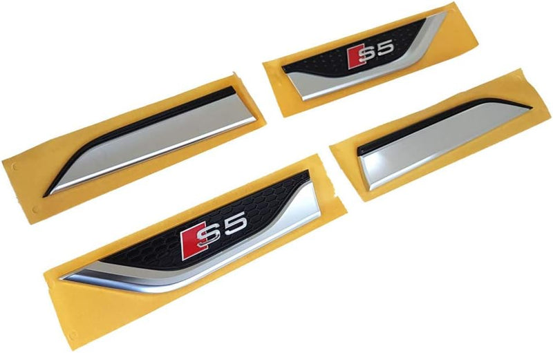 Original Audi Schriftzug S5 Plaketten-Set Kotflügel Emblem Logo, chrom/schwarz/rot