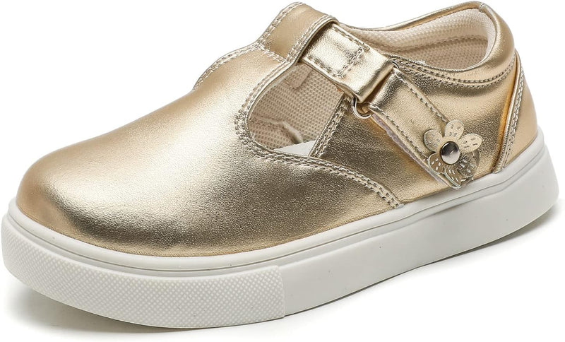 DADAWEN Mädchen T-Spangen Mary Jane Ballerinas Taufschuhe 31 EU Gold, 31 EU Gold