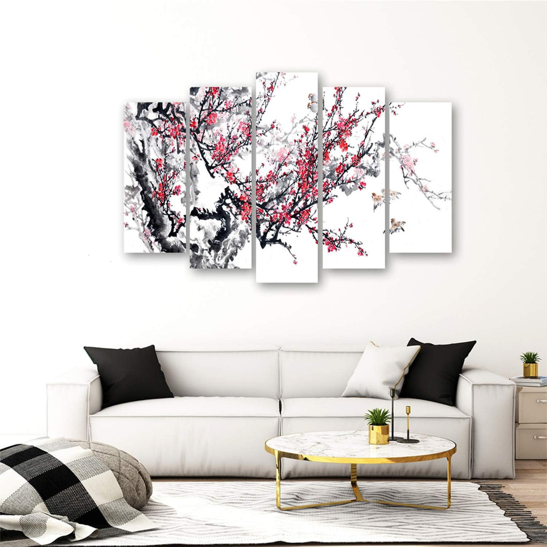 Feeby Bilder Japanische Kirsche 150x100 cm Typ A XXL 5-Teilig Wohnzimmer Schlafzimmer Büro Flur Küch