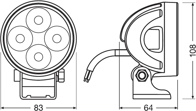 Osram LEDriving ROUND VX80-WD, LED Zusatzscheinwerfer für Nahfeldbeleuchtung, Wide, 1150 Lumen, Lich