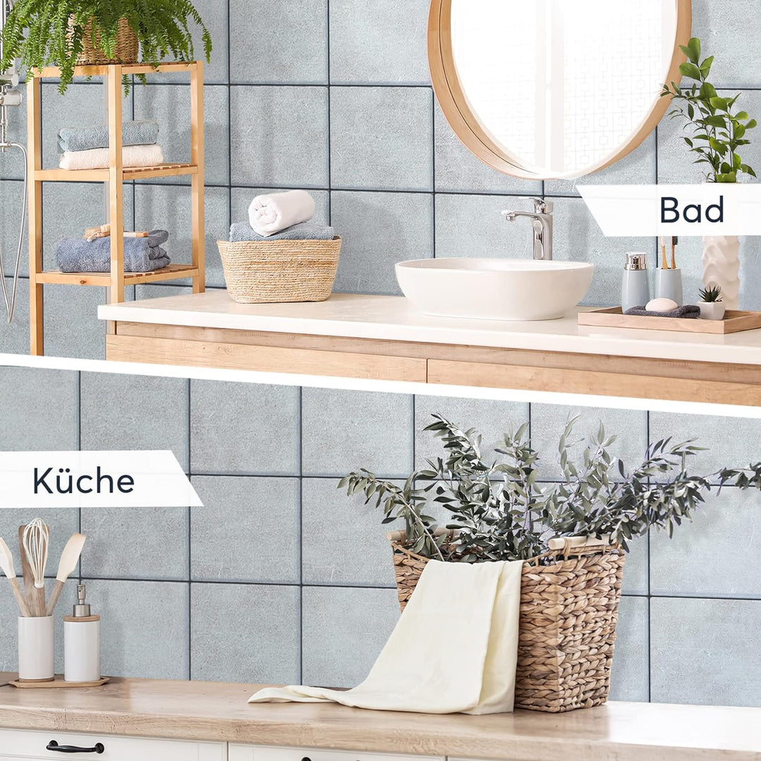 40 Stück Fliesenfolie für Küche und Bad 10x10 cm - Mosaikfliesen, Fliesensticker - Klebefolie Fliese