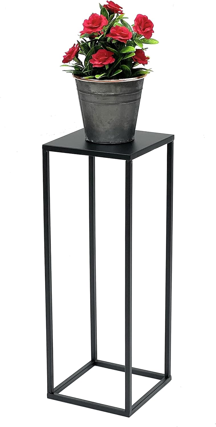 DanDiBo Blumenhocker Metall Schwarz Eckig 50 - 70 cm Blumenständer Beistelltisch 96315 Blumensäule M