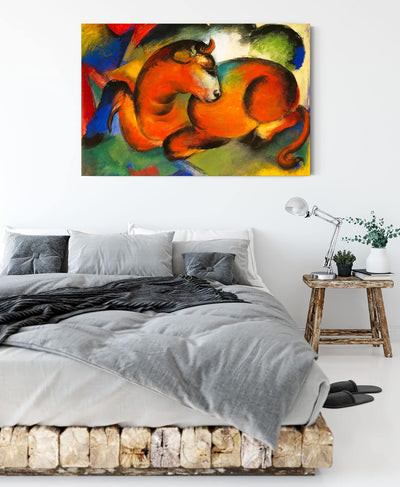 Generisch Franz Marc - Roter Stier als Leinwandbild / Grösse: 120x80 cm / Wandbild / Kunstdruck / fe