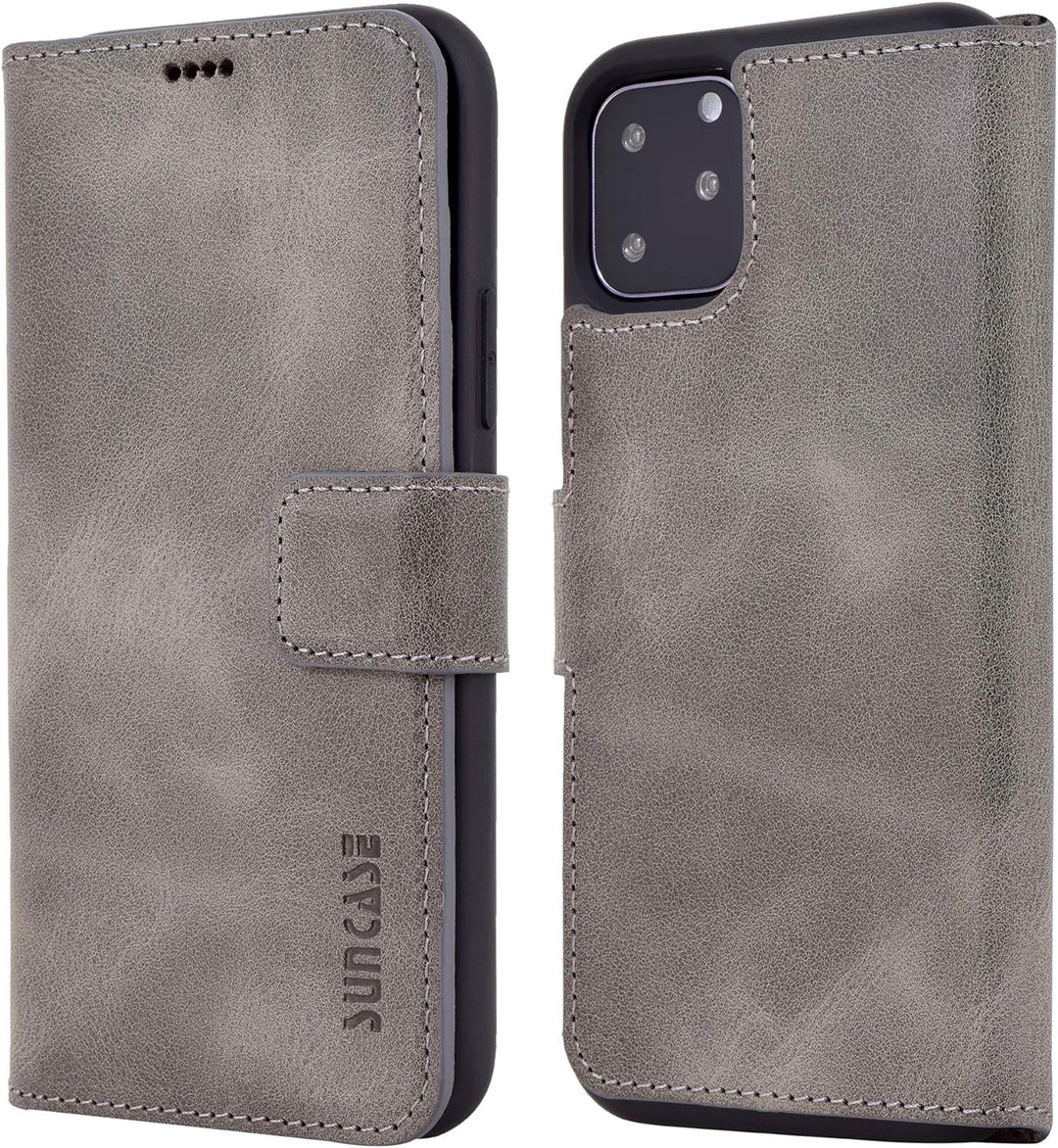 Suncase Book-Style Hülle kompatibel mit iPhone 11 Pro (5.8 Zoll) Leder Tasche (Slim-Fit) Lederhülle
