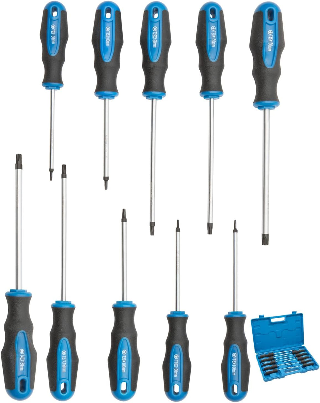 10 tlg magnetisches Torx-Schraubendreher-Set, schwarz lackierte Spitze mit Mittelloch, professionell