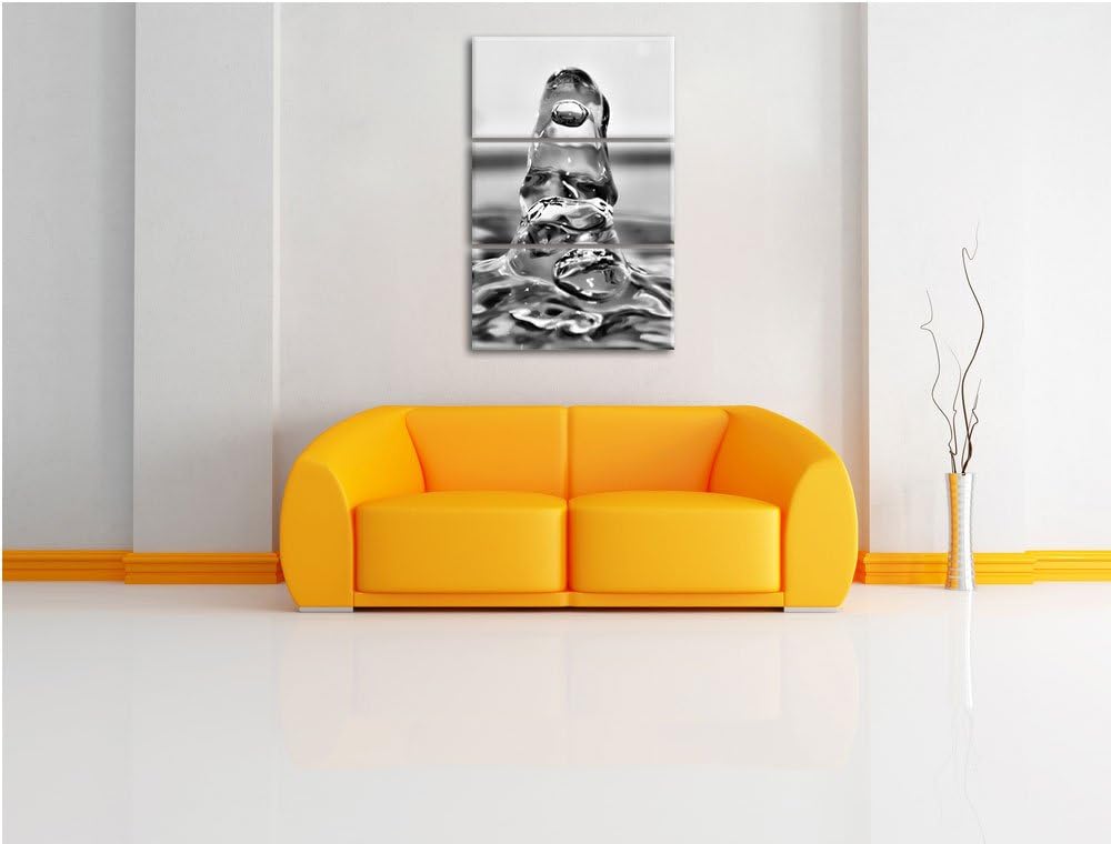 Pixxprint Tropfen fällt ins Wasser als Leinwandbild/Grösse: 3 Teilig (120x80) cm/Wandbild/Kunstdruck
