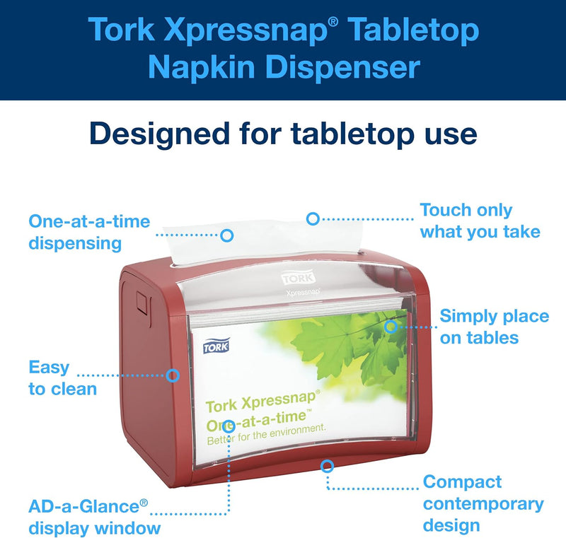 Tork Xpressnap Tischspender Rot N4, Signature Linie, 15,5 cm × 20,1 cm × 15,0 cm, 272612 (x4), Rot