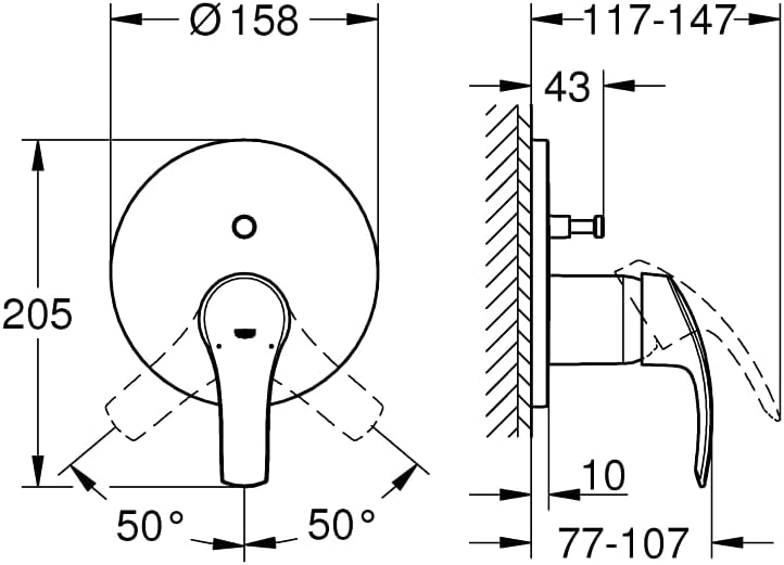 GROHE Eurosmart - Einhand-Wannenbatterie (Fertigmontageset, langlebige Oberfläche, automatische Umst