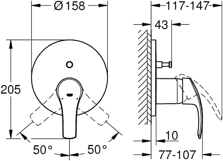 GROHE Eurosmart - Einhand-Wannenbatterie (Fertigmontageset, langlebige Oberfläche, automatische Umst