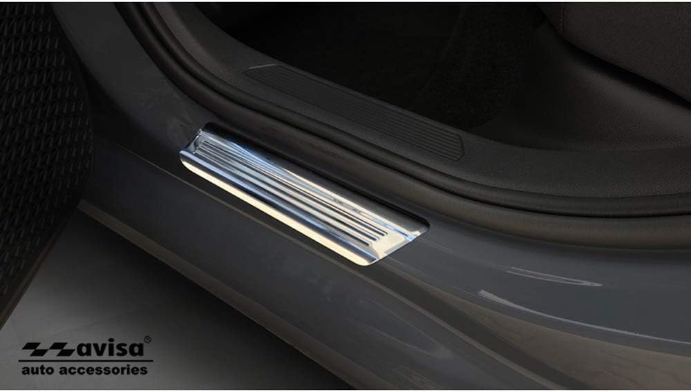 Avisa Silver-Mirror INOX Door sill Protectors Compatible with Volkswagen Golf VIII HB/Variant 2020-