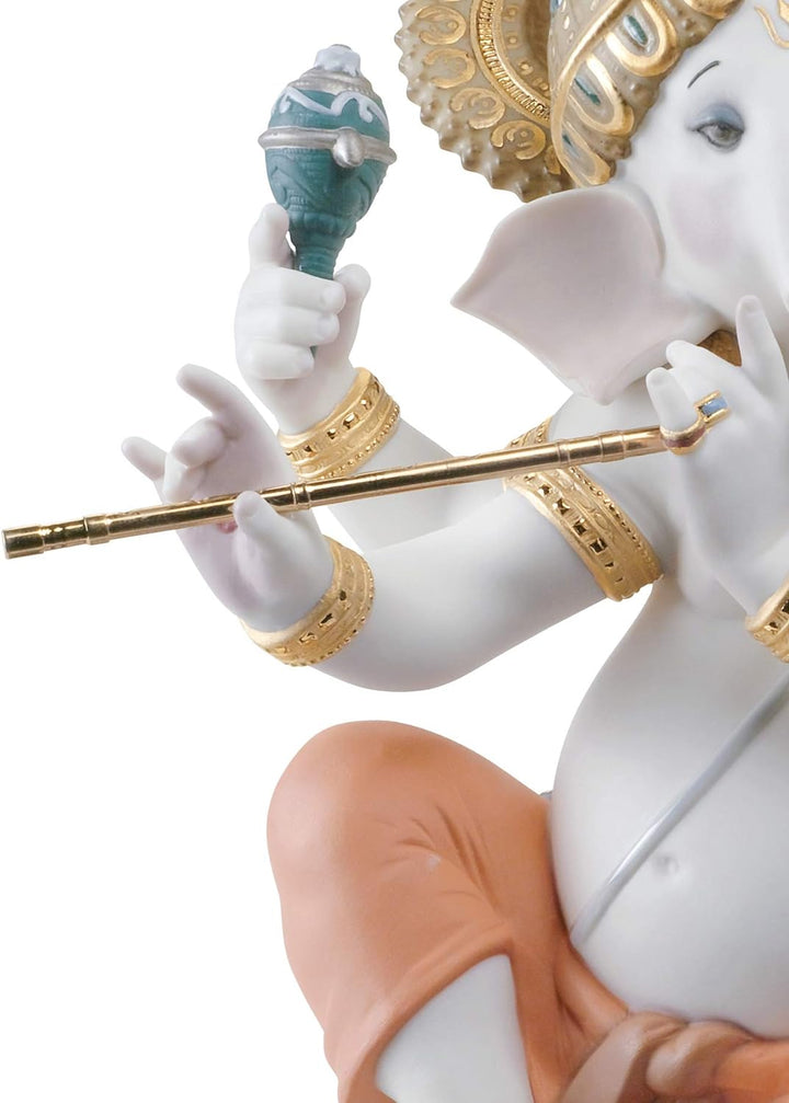 LLADRÓ Figur Ganesha Mit Bansuri. Limitierte Auflage. Ganesha. Porzellan.