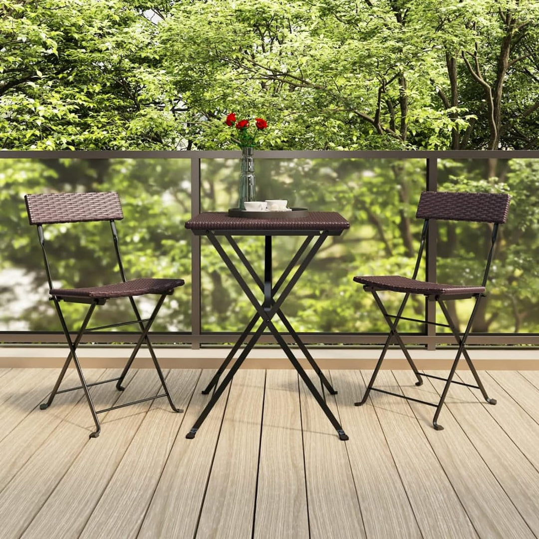 Yolola 3tlg Balkonmöbel Terrassenmöbel Bistro Set 2X Bistrostuhl Klappbar Poly Rattan + Bistrotisch