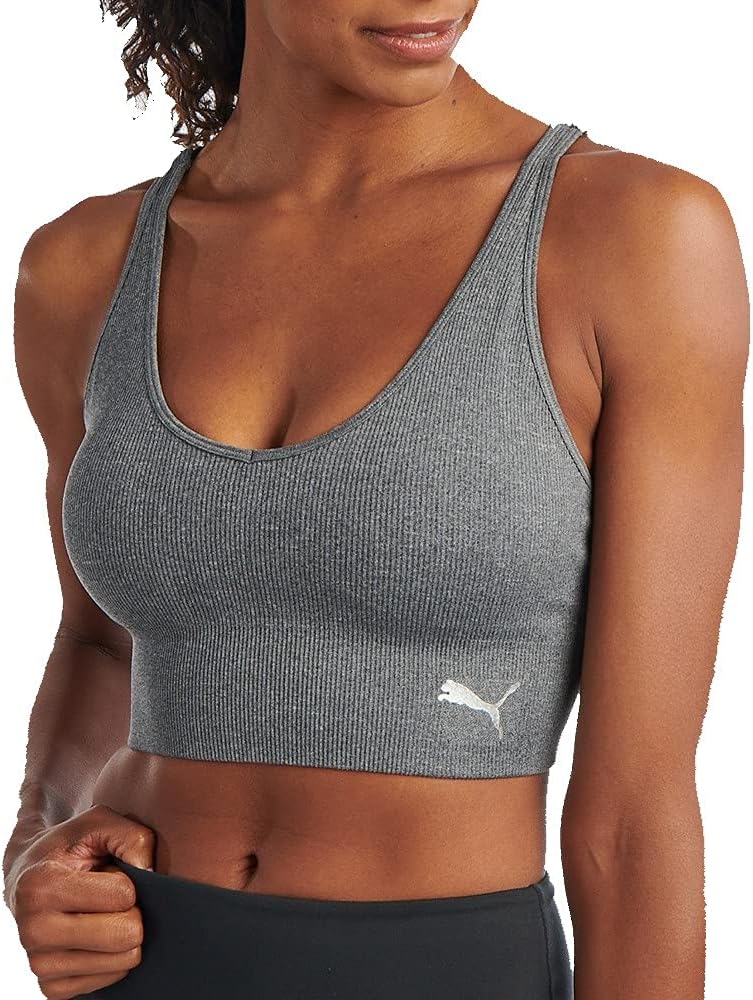 PUMA Damen Mirrored Seamless Sports Bra Mirrored Seamless Sports Bra M Medium Heather Grey, M Medium