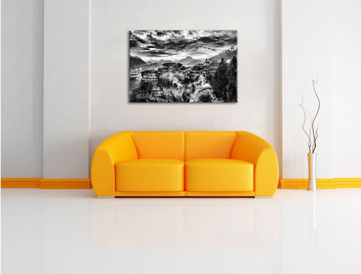 Pixxprint Gigantisches Dorf in China als Leinwandbild/Grösse: 100x70 / Wandbild/Kunstdruck/fertig be