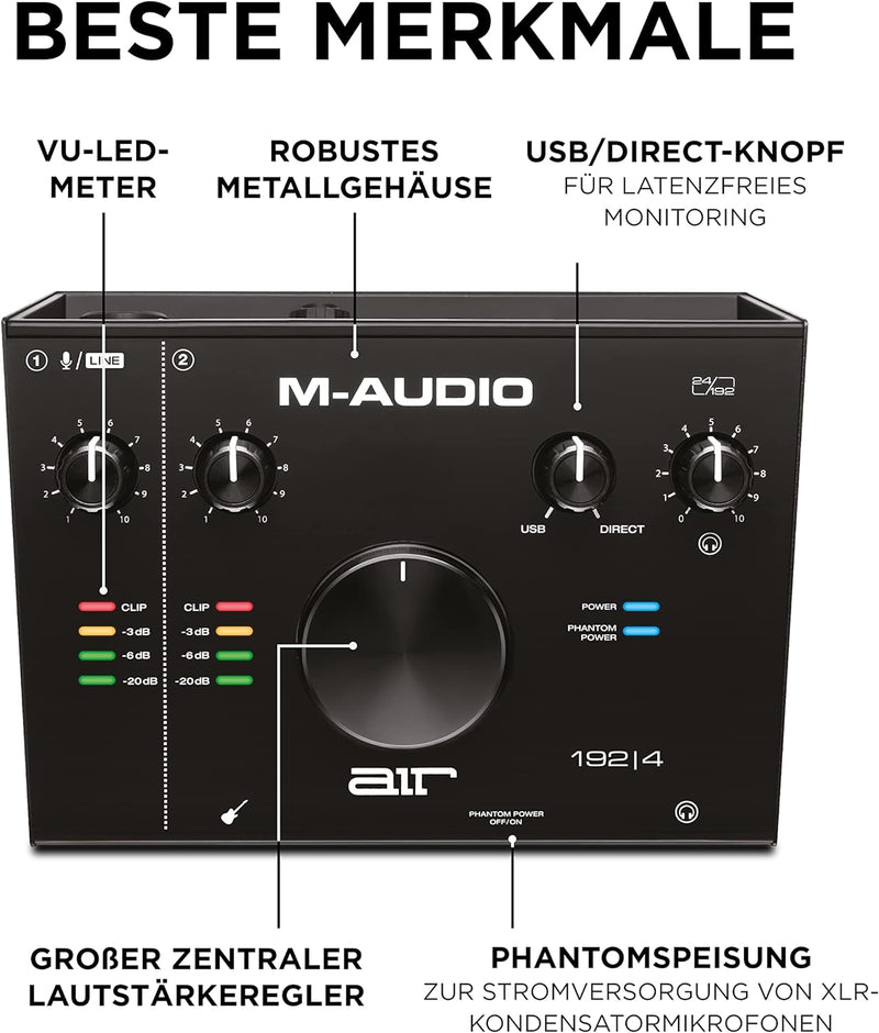 M-Audio BX4 und AIR 192 4-4.5" Studio-Monitore 120w und USB Audio Interface für Recordind und Multim